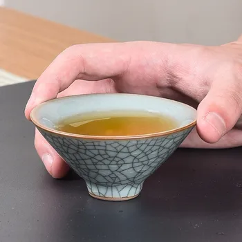4PCS Kung Fu Chinês Xícara (chá Televisão Copa 2.7 oz Cerâmica Xícaras de Chá de 80 ml Chapéu de Forma Artesanal Celadons de Porcelana, Copos de 0
