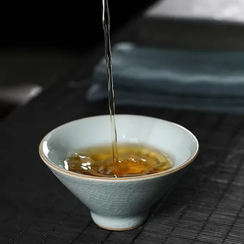4PCS Kung Fu Chinês Xícara (chá Televisão Copa 2.7 oz Cerâmica Xícaras de Chá de 80 ml Chapéu de Forma Artesanal Celadons de Porcelana, Copos de 3