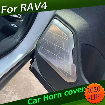 4pcs/set de aço inoxidável de Chifre de Cobre Para Toyota RAV4 2019 Quatro Portas Falante de Chifre de Cobre da Guarnição de Carro-Estilo Adesivos Acessórios