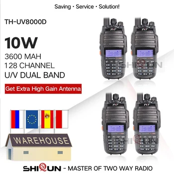 4PCS TH-UV8000D Walkie Talkie 10 KM Dual Band VHF UHF 10W Rádio Comunicador 10 km 3600mAh Cruz-banda de Função de Repetidor tyt rádio
