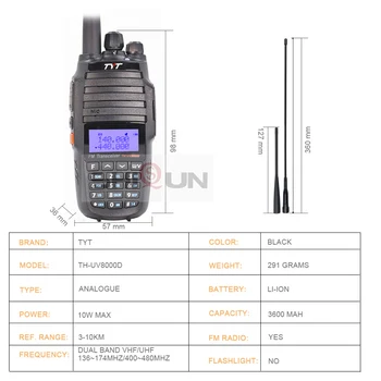 4PCS TH-UV8000D Walkie Talkie 10 KM Dual Band VHF UHF 10W Rádio Comunicador 10 km 3600mAh Cruz-banda de Função de Repetidor tyt rádio 5