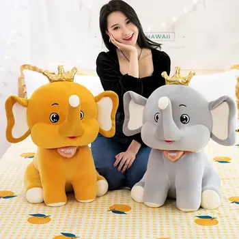 50CM Coroa Elefante Boneca de Pelúcia Travesseiro Almofada de Brinquedos de Pelúcia