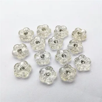 50pcs 15mm de Cristal Strass Diamante Centro de Botões DIY de Acrílico em Forma de Flor de Costura de Roupas Acessórios