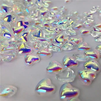 50pcs 2022 Mocha Aurora Coração da Arte do Prego Decorações 8X8mm Flatback Sinfônica Arte do Prego de Vidro cristal de rocha 3D Pressione Sobre a Unha Gemas Parte