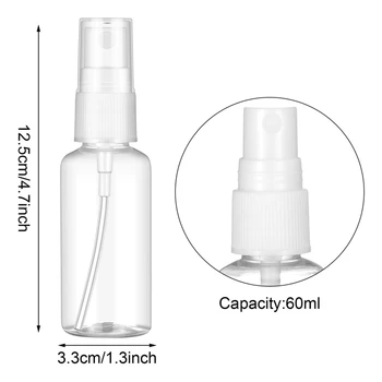 50PCS 60 Ml de Plástico Transparente Perfume Vaporizador Pequeno MIni Vazio Spray de Garrafa Reutilizável 1