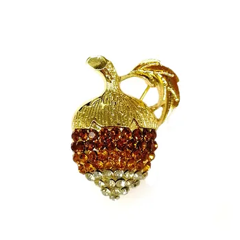 50pcs/monte Novo Design de Ouro de Avelã Broches de Cristal Pin das Mulheres da forma da Jóia
