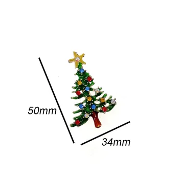 50pcs/monte strass esmalte árvore de Natal Broche de Strass Presente de Natal Broches 1
