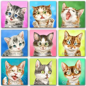 5D DIY Diamante Pintura de desenhos animados gato gatinho bonito da vaquinha de Rodada Completa e Praça de Diamante bordado de ponto de Cruz mosaico de decoração de casa de Tinta