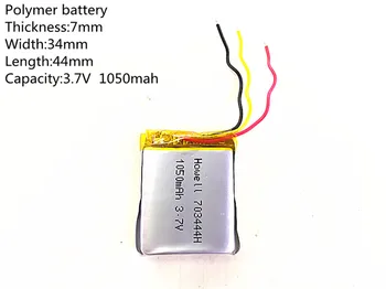 5pcs 3 linha de 3,7 V 1050mAh 703444 de Polímero de Lítio Li-Po li Bateria Recarregável de íon de células Para Mp3 MP4 MP5 móvel de GPS bluetooth