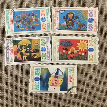 5Pcs/Set Bulgária, Selos Pós 1985 Obras Selecionadas de Crianças Pinturas Pós Marcado Selos Postais para a Coleta de