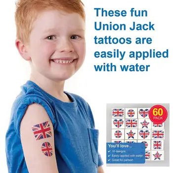 60Pcs Bandeira Autocolantes, Tatuagens para o Festival de Favores do Partido Crianças Acessórios do Traje Decorações