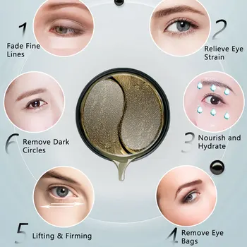 60PCS Pérola Negra, máscaras para Olhos de Gel Cristal Hidratante Hidratante Fade olheiras e Linhas Finas de Colágeno Olho Cuidados 1