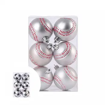 6Pcs/Conjunto de Grande Mini Beisebol, Futebol, Basquete Pingente de Desgaste-resistente Bola de Natal Enfeites Exclusivos para Decoração