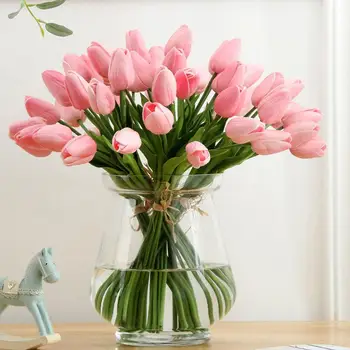 6Pcs Realistas Artificial Tulip Buquê de Flores para Decoração de Festa de Jardim de Casa