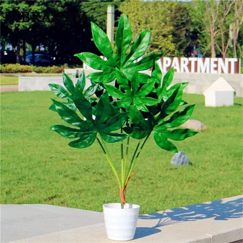 70-80CM 7Fork Grande Artificial de Plantas Tropicais Plástico Verde Monstera Folha de Arte Flor de Material Para Escritório Decoração Home do Hotel