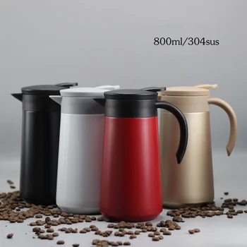 800ml Chaleira, garrafa Térmica de Café, Mini máquina de Café com Alça em Aço Inox 304 garrafa Térmica Copo para Água Fria e Quente para Unisex
