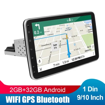 9/10 Polegadas 1 Din Rádio do Carro Android 9.1 Leitor Multimédia Link de Espelho Receptor Estéreo Bluetooth FM GPS Giratório de Tela de Toque