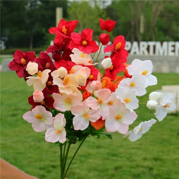 9 cabeças lilás com flores artificiais de casamento salão de festa decoração de estrada-guia de plantas, flores diy em casa arranjo floral material