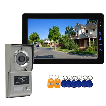 9 Polegadas, Vídeo porteiro Sistema de Home Vídeo Porta Telefone Doorbll Kits com 8 CHIPS RFID Pingentes do IR da Visão Nocturna Câmera à prova d'água