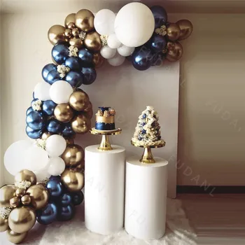 94Pcs/Monte Branco Arco Garland Kit Balão Conjunto de DIY Ouro Azul Chrome Casamento Balões de Aniversário, chá de Bebê Decoração do Partido Globos
