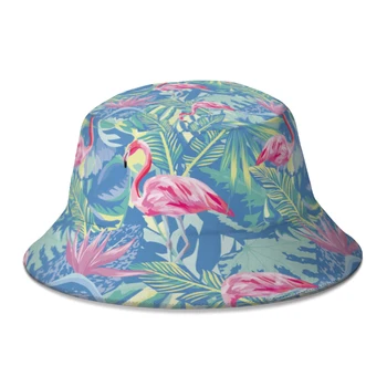 A coleção primavera / Verão da Selva Flamingo Balde de Chapéus para o Menino Menina Criativa Pescador Chapéus de Praia Gorros Panamá