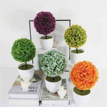 A Decoração Home Flores Artificiais Para Decoração De Casamento Desktop Verde Vasos De Plantas Cereja Do Bola De Neve De Simulação De Plástico Lacrado
