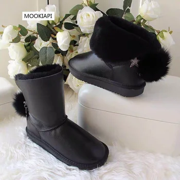 A mais alta qualidade botas de neve na Europa, em 2019, real de pele de carneiro, 100% lã, mais confortáveis sapatos femininos