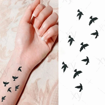 A Transferência de água Fake Tattoo cor-de-Rosa e Preto Loning Engole Pássaro Tatoo Impermeável Temporária Flash Tatto para Mulheres, Homens, Crianças 2
