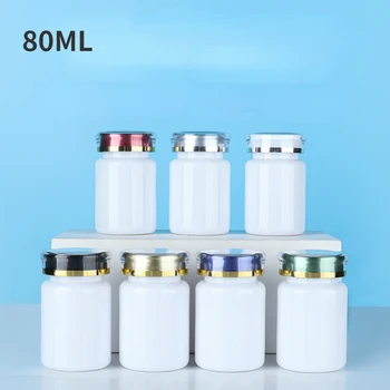 A venda de 80 ml animal de Estimação Branco Cápsula do Medicamento Vazia Exemplo aplicador de Plástico de Garrafa Embalados Pequenos Potes de Creme de Mini Botellas 10PCS