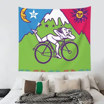 Albert Hofmann, o LSD Pequenas Bicicletas Tapeçaria Pendurada na Parede Hippie Poliéster Tapeçarias Verdes Arte Cobertor de Decoração de Quarto de Parede de Pano 2