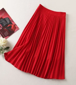 Alta Qualidade Camisola Conjuntos De 2021 Outono Inverno Saia Ternos Das Mulheres De Gola Alta Vermelha 