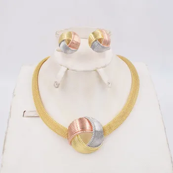 Alta Qualidade de Dubai, Itália 750 cor de Ouro Jóias de GRANDE Definida Para as Mulheres africanas esferas de jóias de moda colar de definir a jóia do brinco