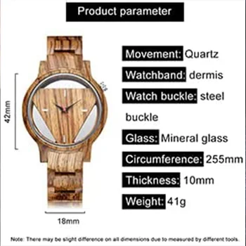 Alto Luxo Oco De Quartzo De Madeira Relógio Exclusivo Invertido, Triângulo Geométrico De Relógios Para Homens Criativos Mostrador Completo Do Relógio De Pulso De Madeira 2