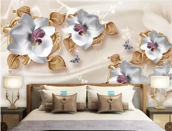 ambiente Personalizado Mural de papel de Parede 3d em Estilo Europeu, de luxo 3d de jóias flores TV backgroud Pintura de Parede papel de Parede 3D 2
