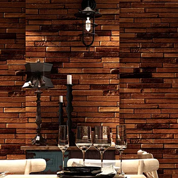 American retro nostálgico prancha de madeira papel de parede papel de parede de bar, restaurante, loja de roupas café de fundo Marrom Vermelho de Madeira, papel de parede