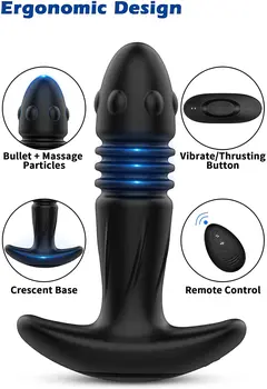 Anal Empurrando Vibrador Estimulador de Próstata Massager retardar a Ejaculação Anel de Bloqueio Anal Plug anal Brinquedos Sexuais Dildos para Homens 2