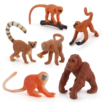 Animais Selvagens Guenon,O Orangotango,Aki,Macaco Dourado,Macacos-Aranha Modelo De Figuras De Ação Animal Estatueta Em Miniatura De Brinquedo Para Crianças De Presente