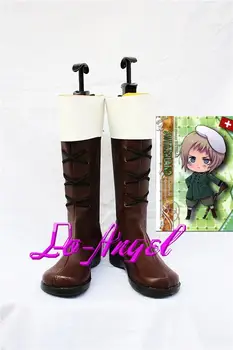 Anime APH Eixo Poderes Hetalia Suíça Cosplay Festa de Sapatos Marrom Tamanho Personalizado Botas