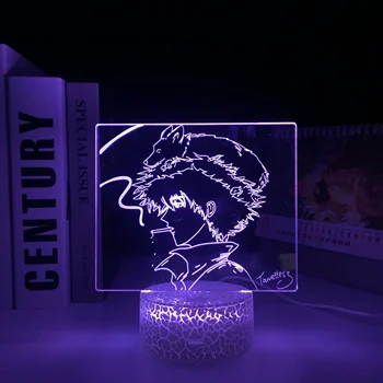 Anime Cowboy Bebop 3D LED Branca Base Lâmpada para Decoração do Quarto da Noite de Luz Crianças Brithday Presente Mangá Sala de Mesa de Luz de LED