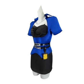 Anime O Meu Vestido-Up Darling Marin Kitagawa Uniforme Da Polícia De Cosplay Fantasia De Policial Peruca Brincos Chapéu, Casaco Azul, Vestido 4