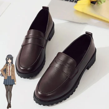 Anime Seishun Buta Yarou Série Sakurajima Mai Cosplay Sapatos de Couro PU Sapatos de Halloween, Carnaval Botas de Cosplay Adereços