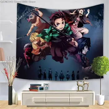 Anime tapisserie Cartoon Geist Slayer Tapisserie Digital Gedruckt Varinha Tuch Große Größe Wandteppich für Casa Dekoration