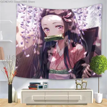 Anime tapisserie Cartoon Geist Slayer Tapisserie Digital Gedruckt Varinha Tuch Große Größe Wandteppich für Casa Dekoration 2