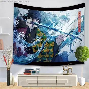 Anime tapisserie Cartoon Geist Slayer Tapisserie Digital Gedruckt Varinha Tuch Große Größe Wandteppich für Casa Dekoration 4