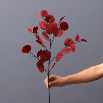 Artificial Mudas De Eucalipto Vermelho Simulação De Flor De Seda As Folhas De Casamento Garrafa De Flores Falsa Folha De Escritório Do Hotel Casa Decoração Do Quarto