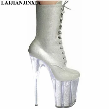 Atacado 20cm sexy plataforma de Cristal sapatos de inverno, moda de botas sexy boates de alta calcanhar botas de 6 polegadas womens sapatos ankle boots
