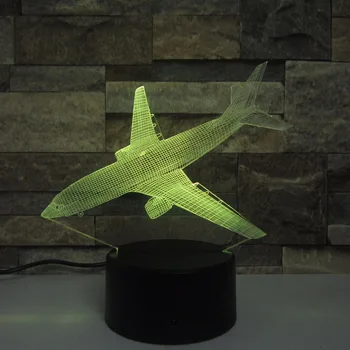 Avião 3D Noite de Luz Interruptor Remoto USB 7 Aeronaves de Cor da Lâmpada de Mesa Lâmpada Noite Quarto Aniversário, presente de Feriado 4