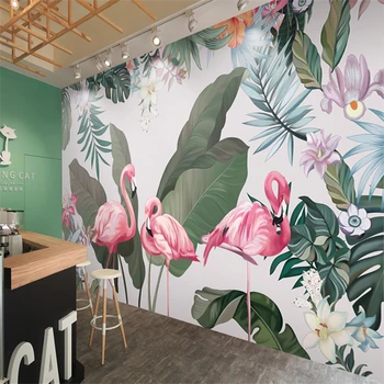 beibehang 3D Personalizado Mural de papel de Parede de Folha de Bananeira Flamingo Quarto, Sala de Jantar, Sala de estar adesivos de parede de Foto em 3D de Decoração de Parede 1