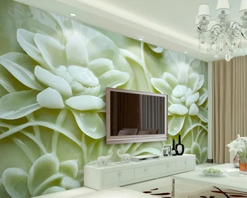 Beibehang papel de parede moderno tridimensional jade escultura lotus PLANO de fundo de parede de sala de estar, quarto decoração em 3d papel de parede
