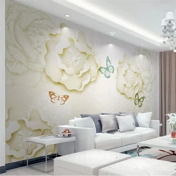 beibehang papel de parede Personalizado 3D elegante e simples estéreo peônia TV da sala de estar de plano de fundo de parede, papel de parede, papel de parede 3d murais